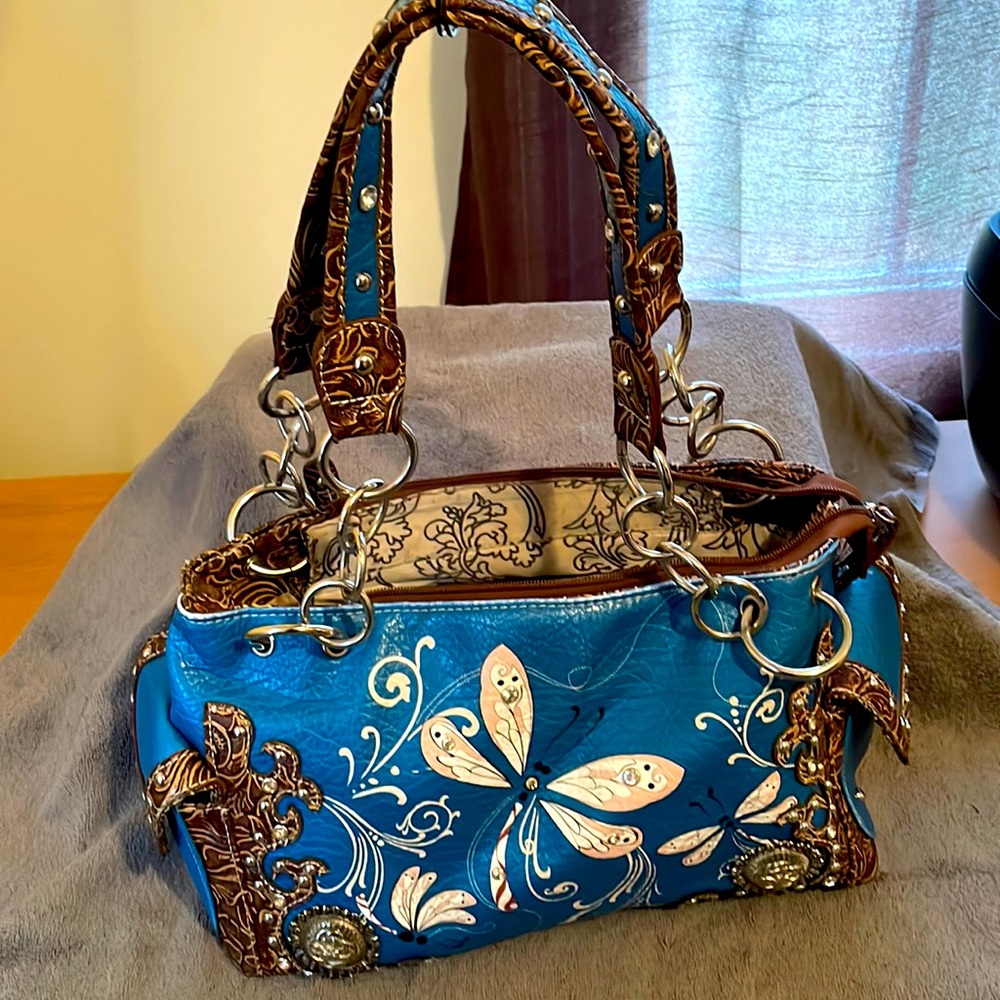 Super Tough and Heavy Western Style Leather Chain Bag